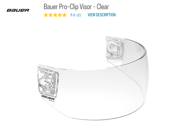 Bauer Pro-Clip Straight Clear Visor