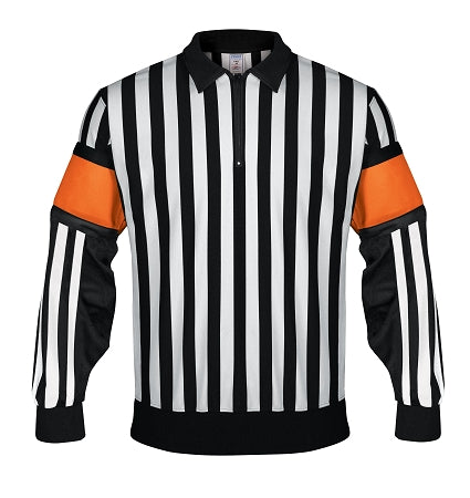 FORCE "ELITE" Pro Referee Jersey with black sleeve inserts and sewn-in bands. Red or Orange